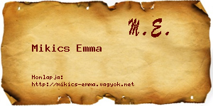 Mikics Emma névjegykártya